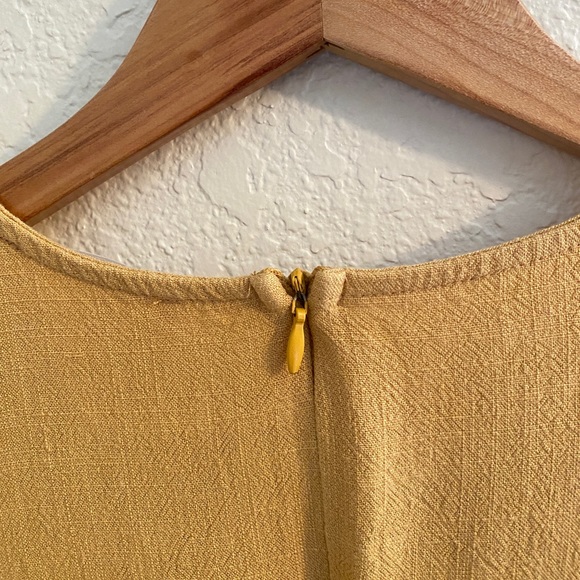 Women’s Midi Length Yellow Dress with 3/4 Bell Sleeves - Picture 3 of 4